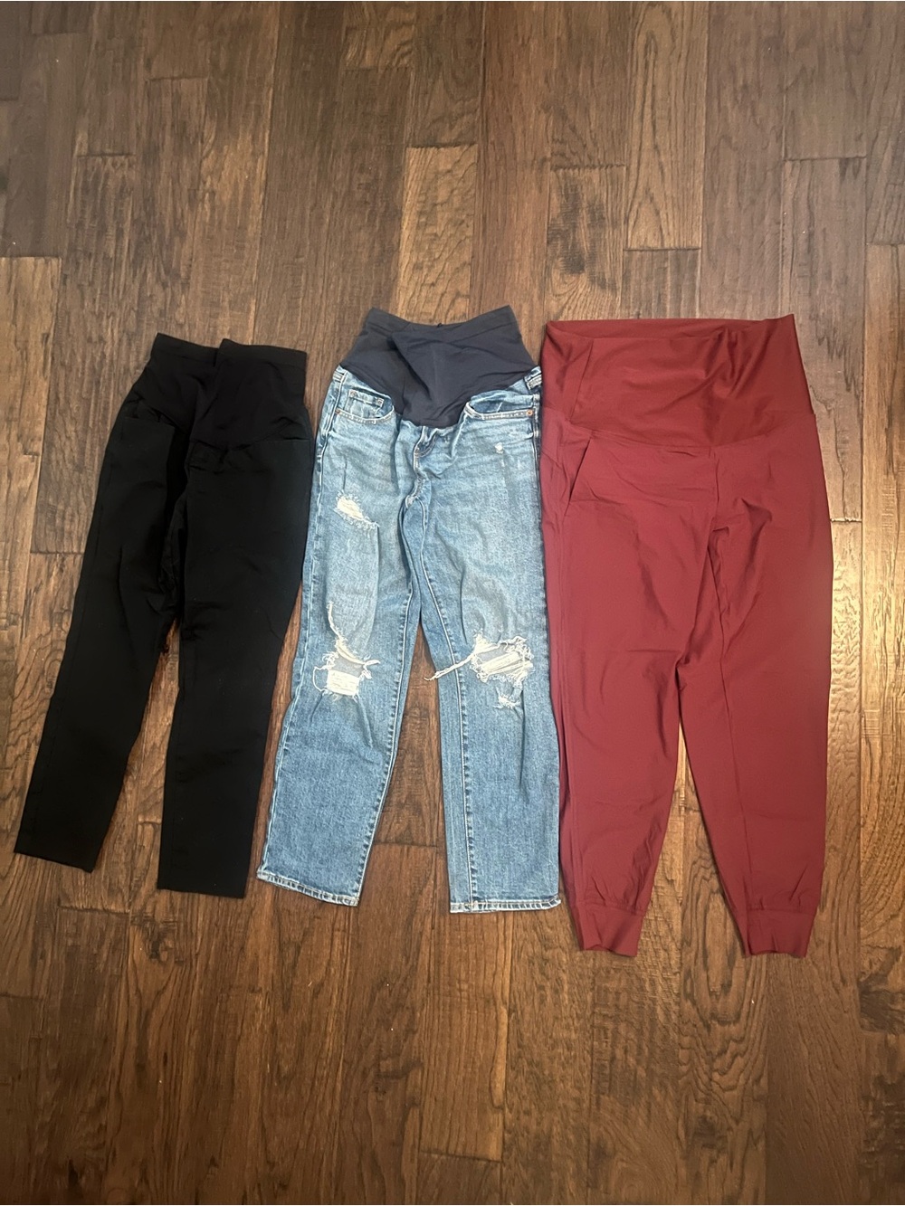 Maternity Overbump Old Navy pants bundle - Black, Denim, Burgundy